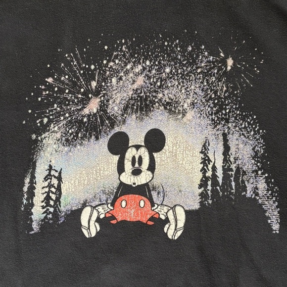 DISNEY x AE Mickey Mouse Fireworks Trees Oversized Retro Hoodie Sweatshirt XS - Picture 5 of 12